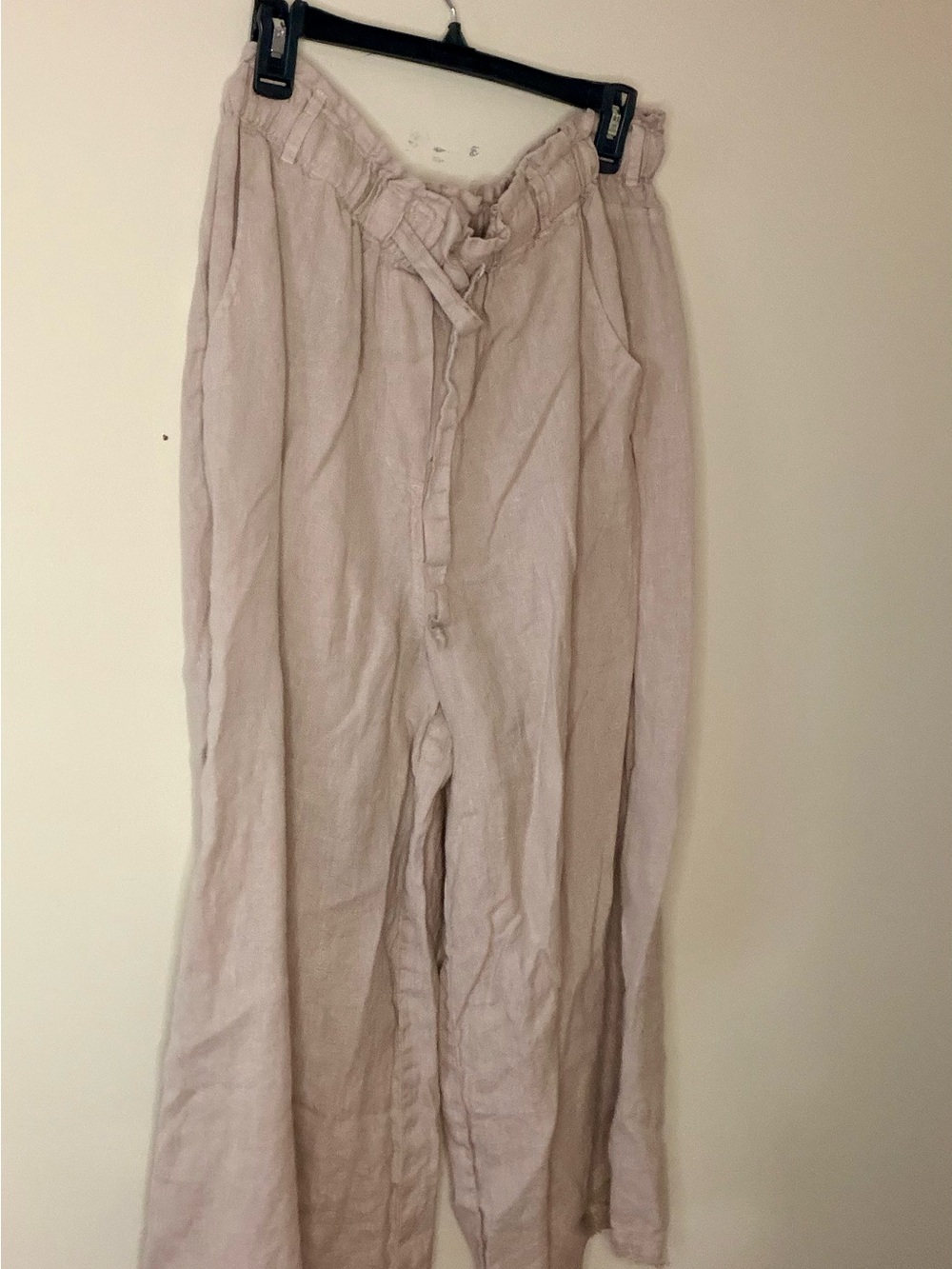 cloth & stone Light Beige Drawstring Wide-Leg Linen Chinos